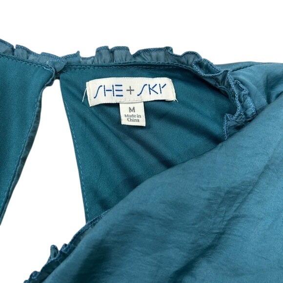 Emerald Satin Flowy Tiered Maxi Dress Ruffle Romantic  Boho - Picture 5 of 6